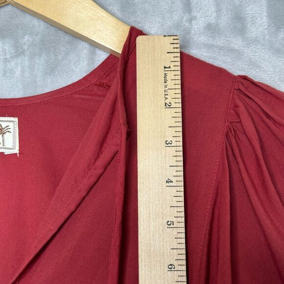 Milie Resort Charlie Top Womens XS Clay Red V Neck Balloon Sleeve Cotton Boho - Picture 9 of 10